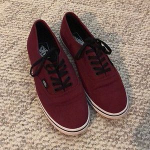 Burgundy and black vans